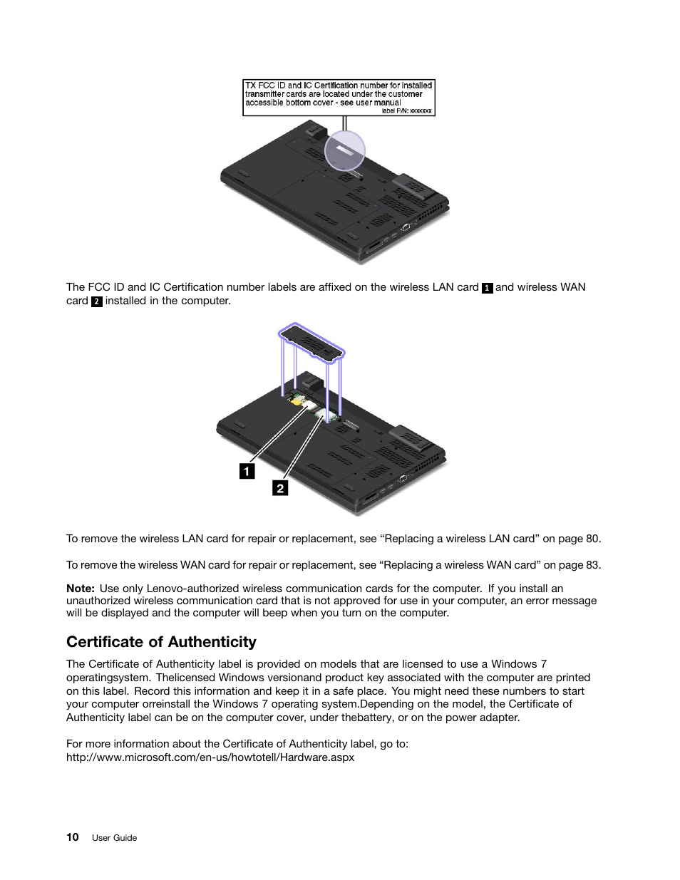 Certificate of authenticity | Lenovo ThinkPad T540p User Manual | Page 26 / 186