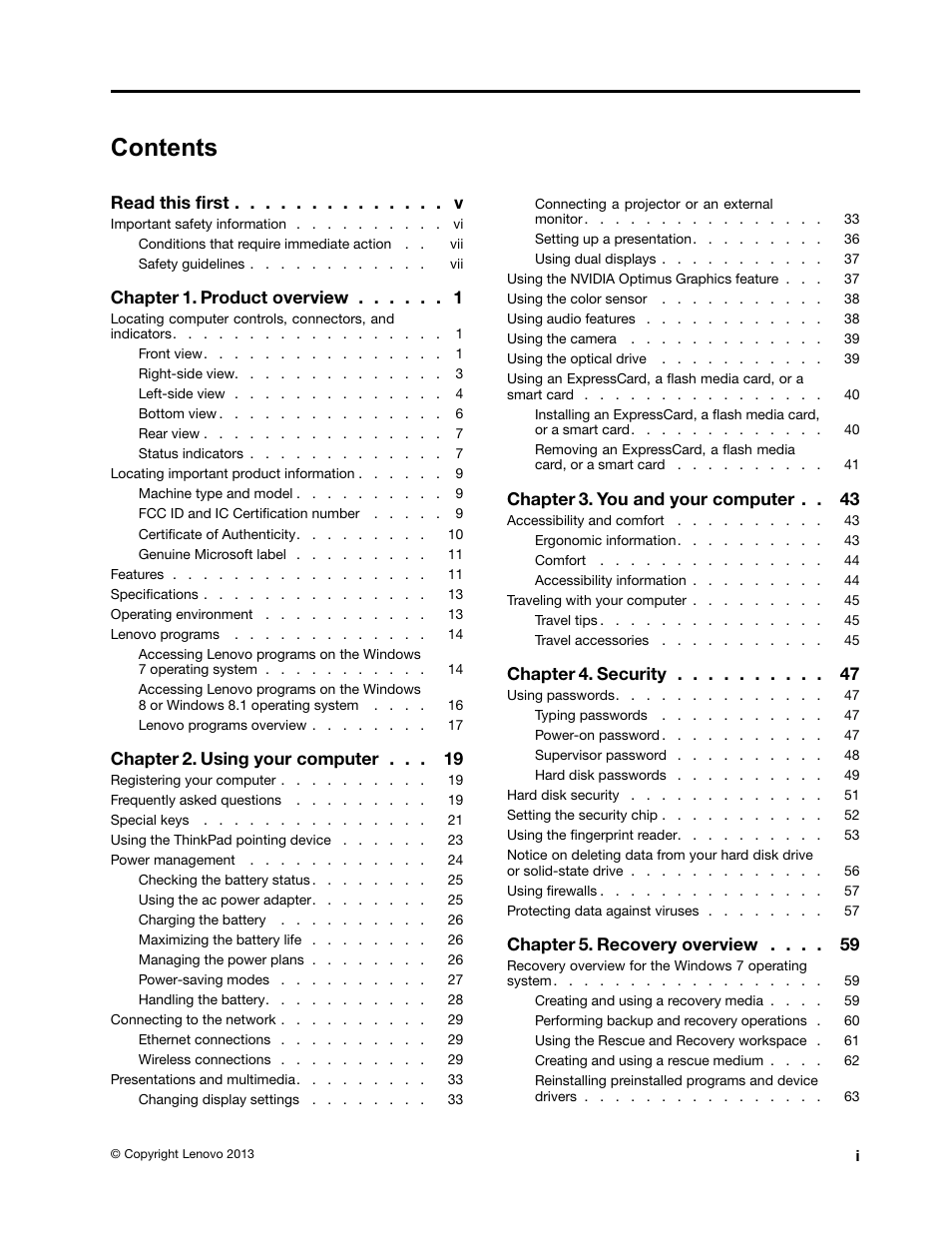 Lenovo ThinkPad T540p User Manual | Page 3 / 186