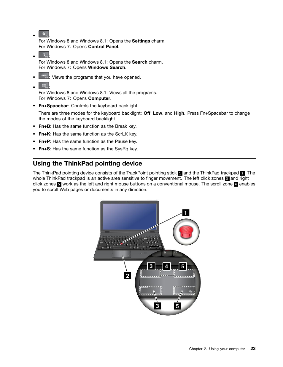 Using the thinkpad pointing device | Lenovo ThinkPad T540p User Manual | Page 39 / 186