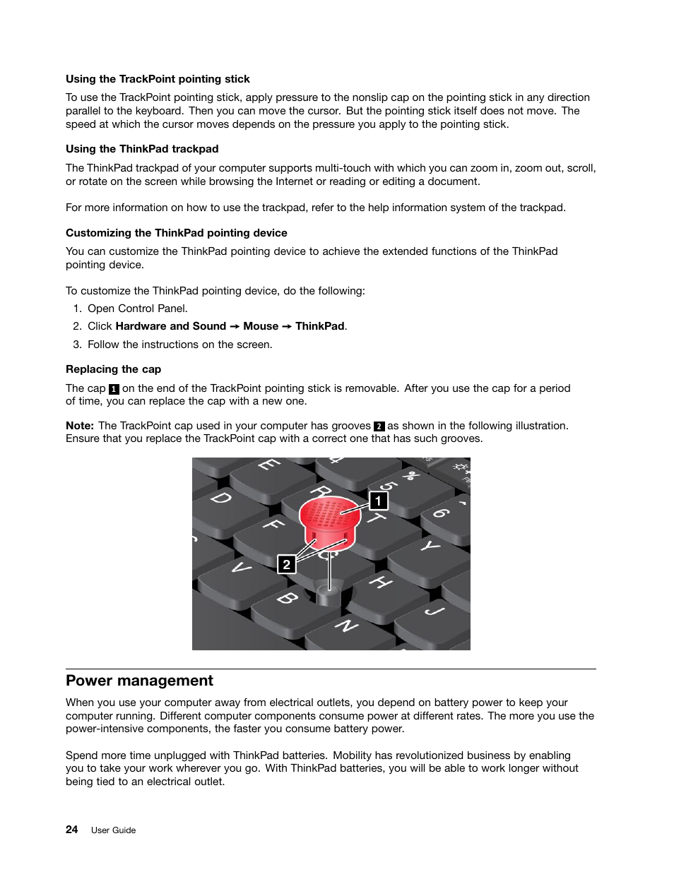 Power management | Lenovo ThinkPad T540p User Manual | Page 40 / 186