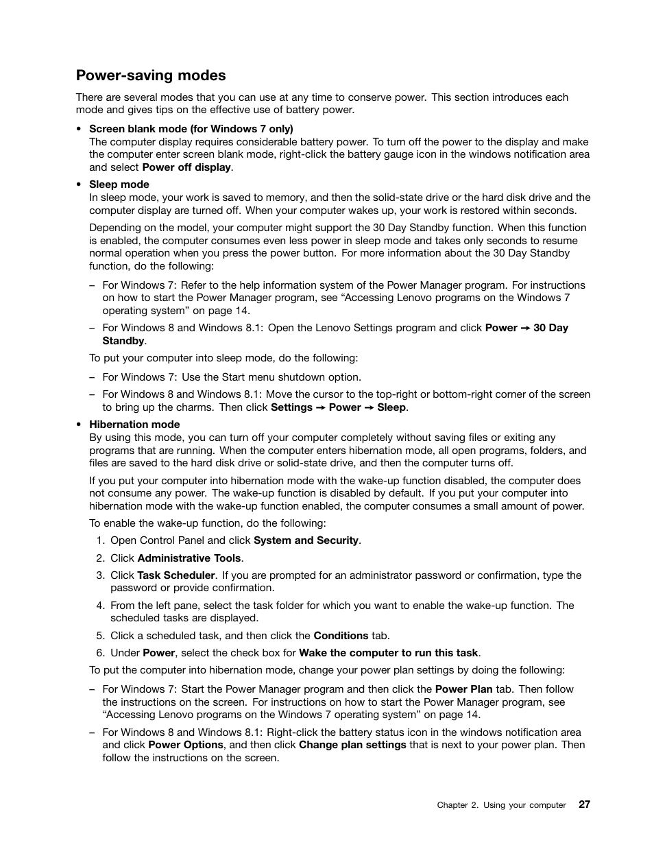 Power-saving modes, Power-saving | Lenovo ThinkPad T540p User Manual | Page 43 / 186
