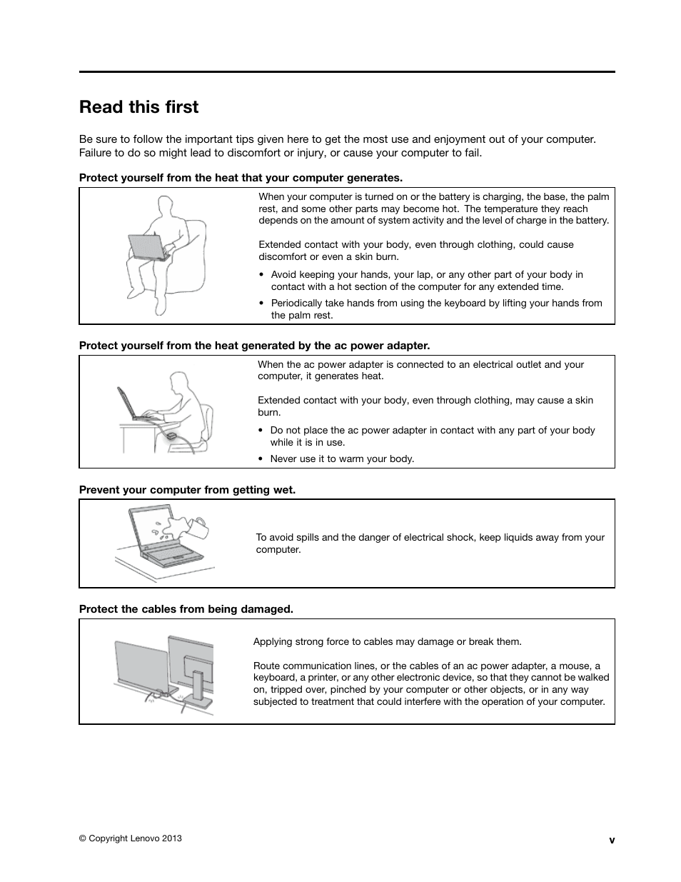 Read this first, Read this first . . . . . . . . . . . . . . v | Lenovo ThinkPad T540p User Manual | Page 7 / 186