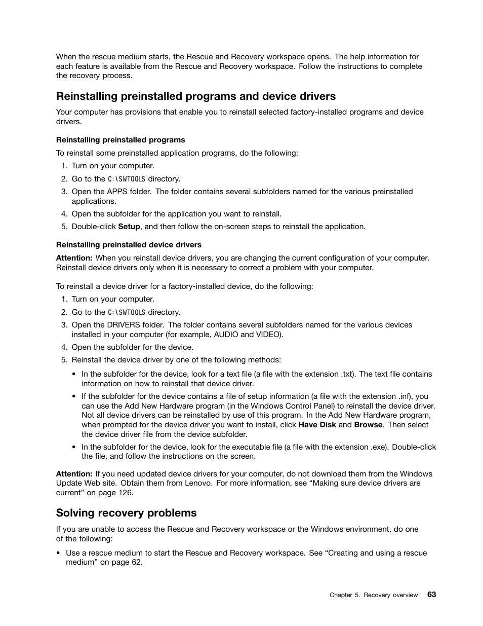 Solving recovery problems | Lenovo ThinkPad T540p User Manual | Page 79 / 186