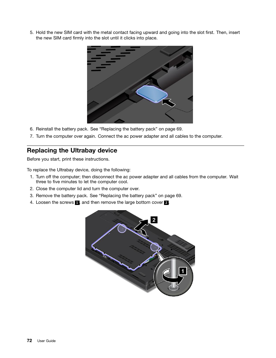 Replacing the ultrabay device | Lenovo ThinkPad T540p User Manual | Page 88 / 186
