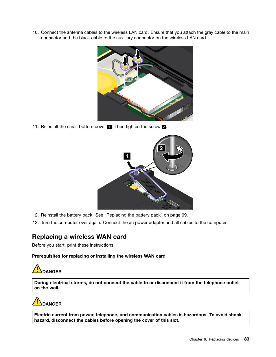 Replacing a wireless wan card | Lenovo ThinkPad T540p User Manual | Page 99 / 186