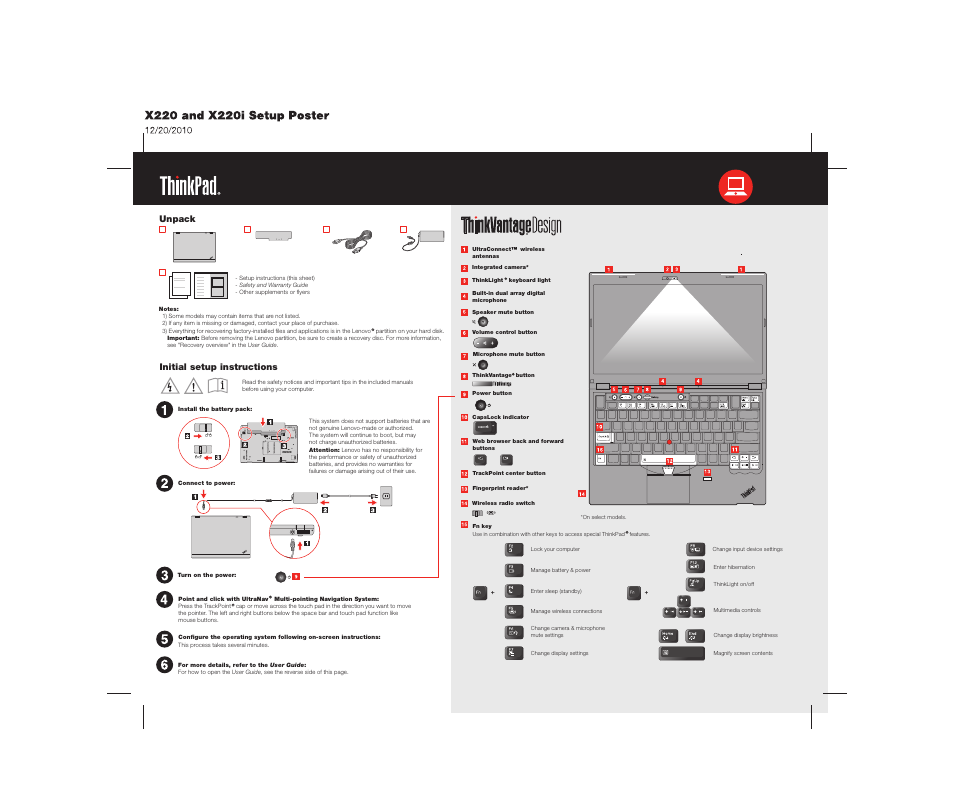 Lenovo ThinkPad X220 User Manual | 2 pages