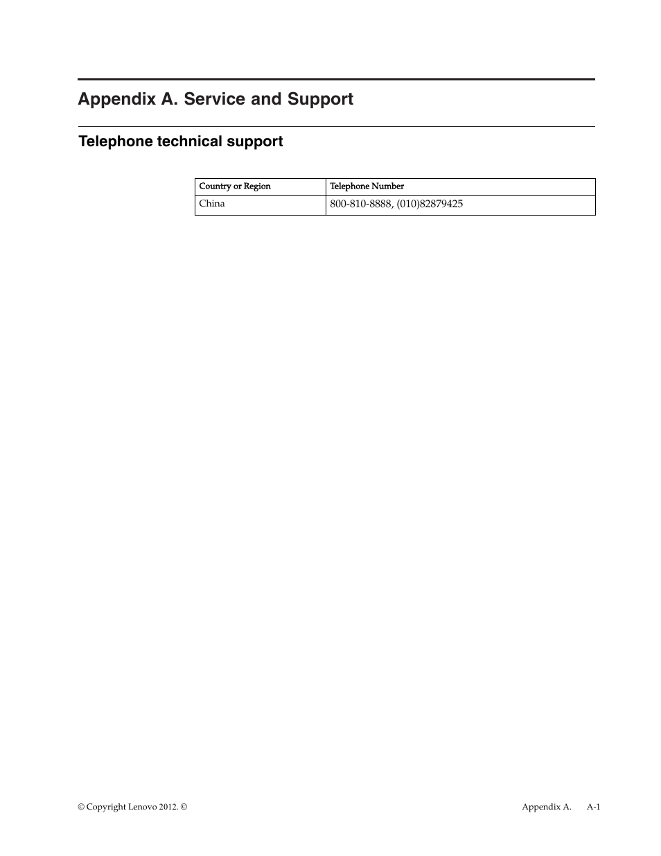 Appendix a. service and support, Telephone technical support, Service and | Support,” on, Appendix, Service, Support | Lenovo LI1920 Wide Monitor User Manual | Page 24 / 26