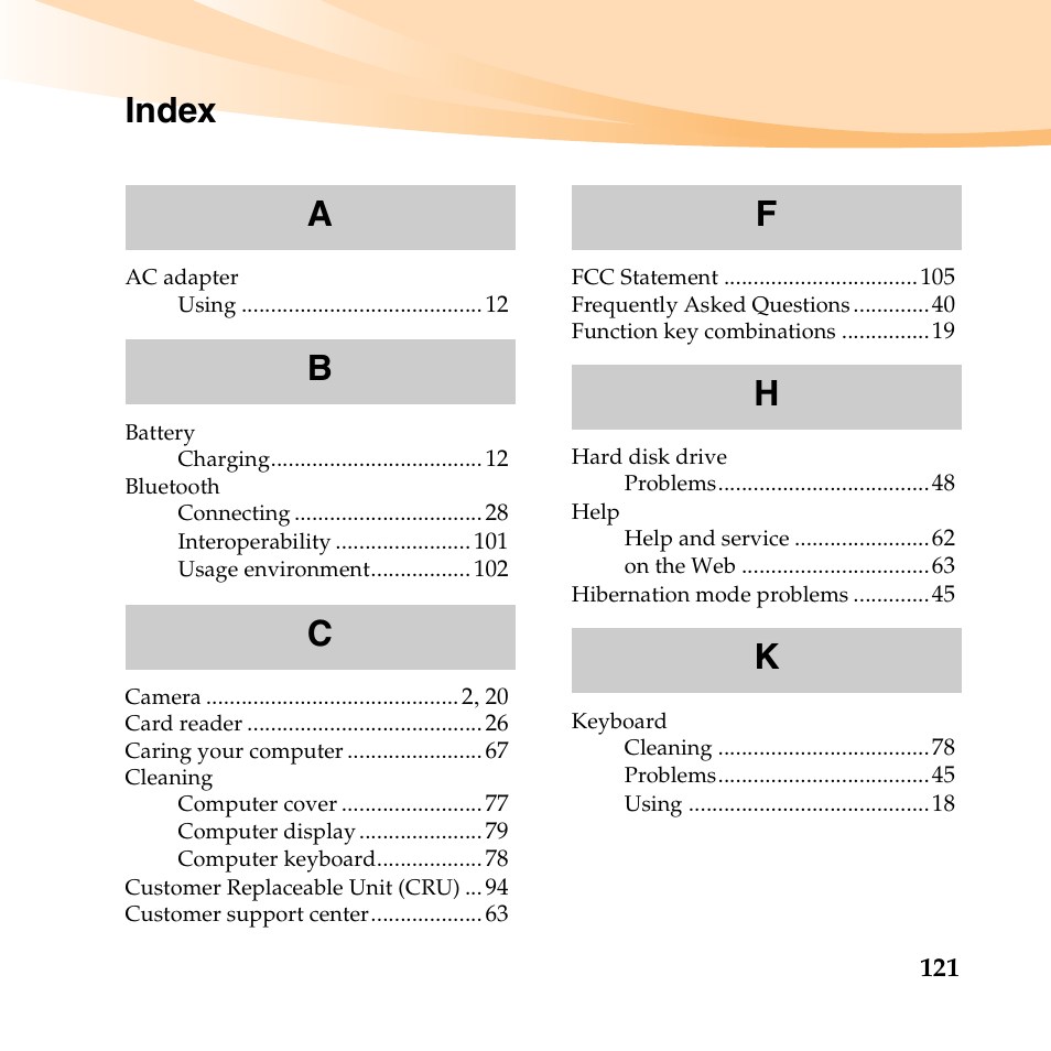 Index | Lenovo IdeaPad U150 User Manual | Page 135 / 140