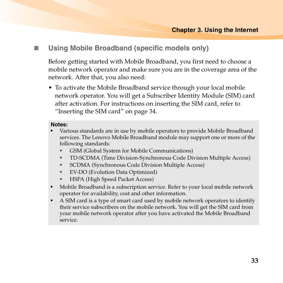 33  using mobile broadband (specific models only) | Lenovo IdeaPad U150 User Manual | Page 47 / 140