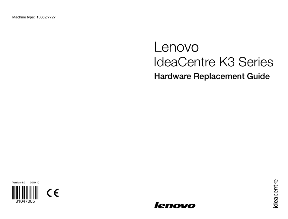 Lenovo IdeaCentre K330 User Manual | 39 pages