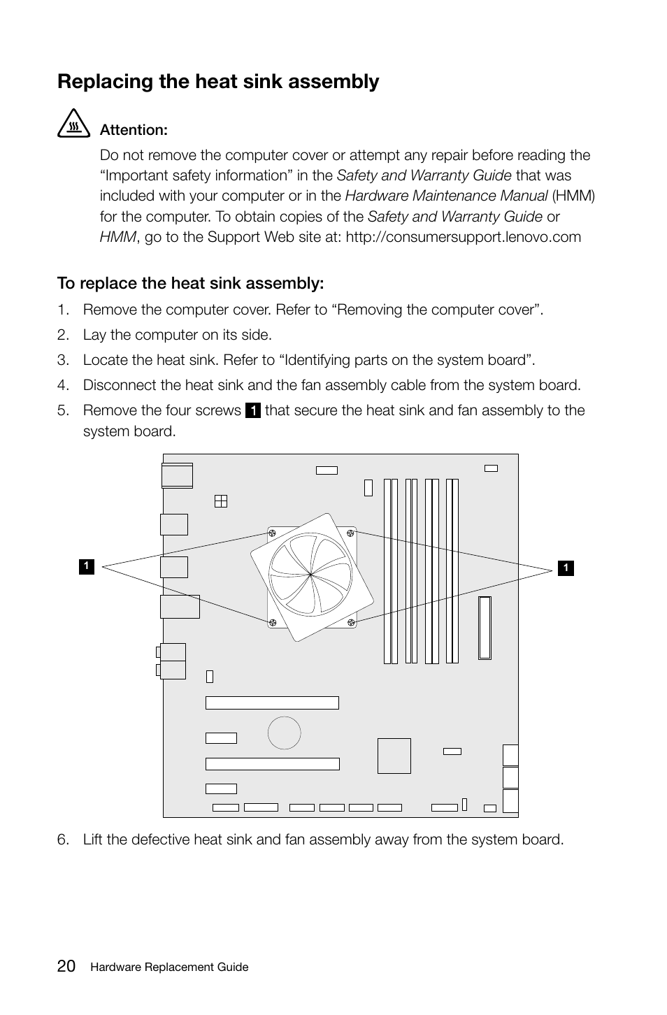 Replacing the heat sink assembly | Lenovo IdeaCentre K330 User Manual | Page 23 / 39