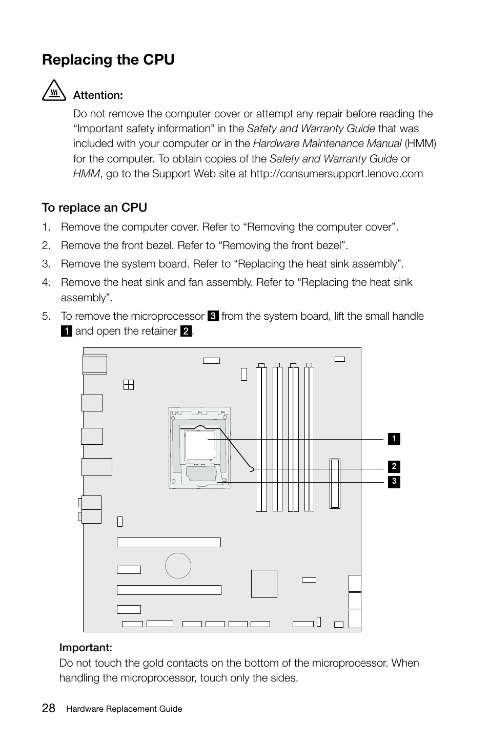 Replacing the cpu | Lenovo IdeaCentre K330 User Manual | Page 31 / 39