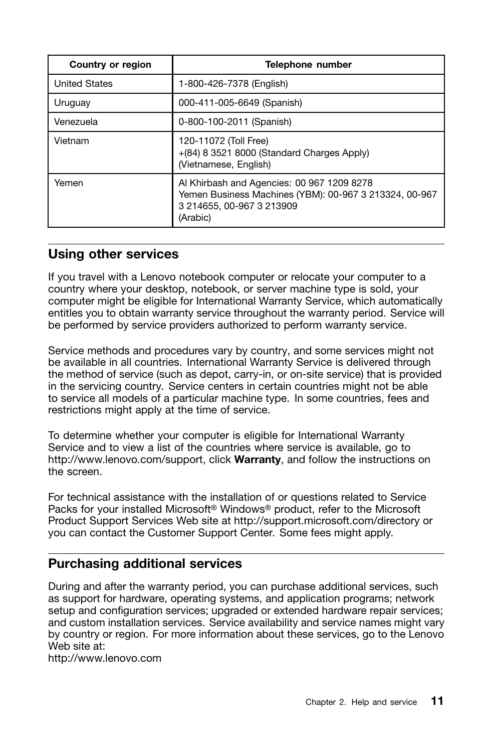 Using other services, Purchasing additional services | Lenovo ThinkServer TS440 User Manual | Page 27 / 46