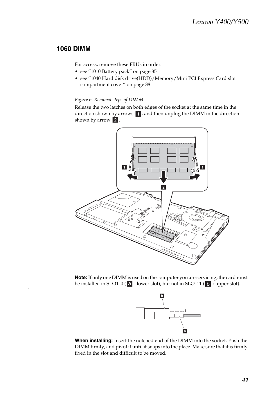 1060 dimm | Lenovo IdeaPad Y400 Notebook User Manual | Page 45 / 102