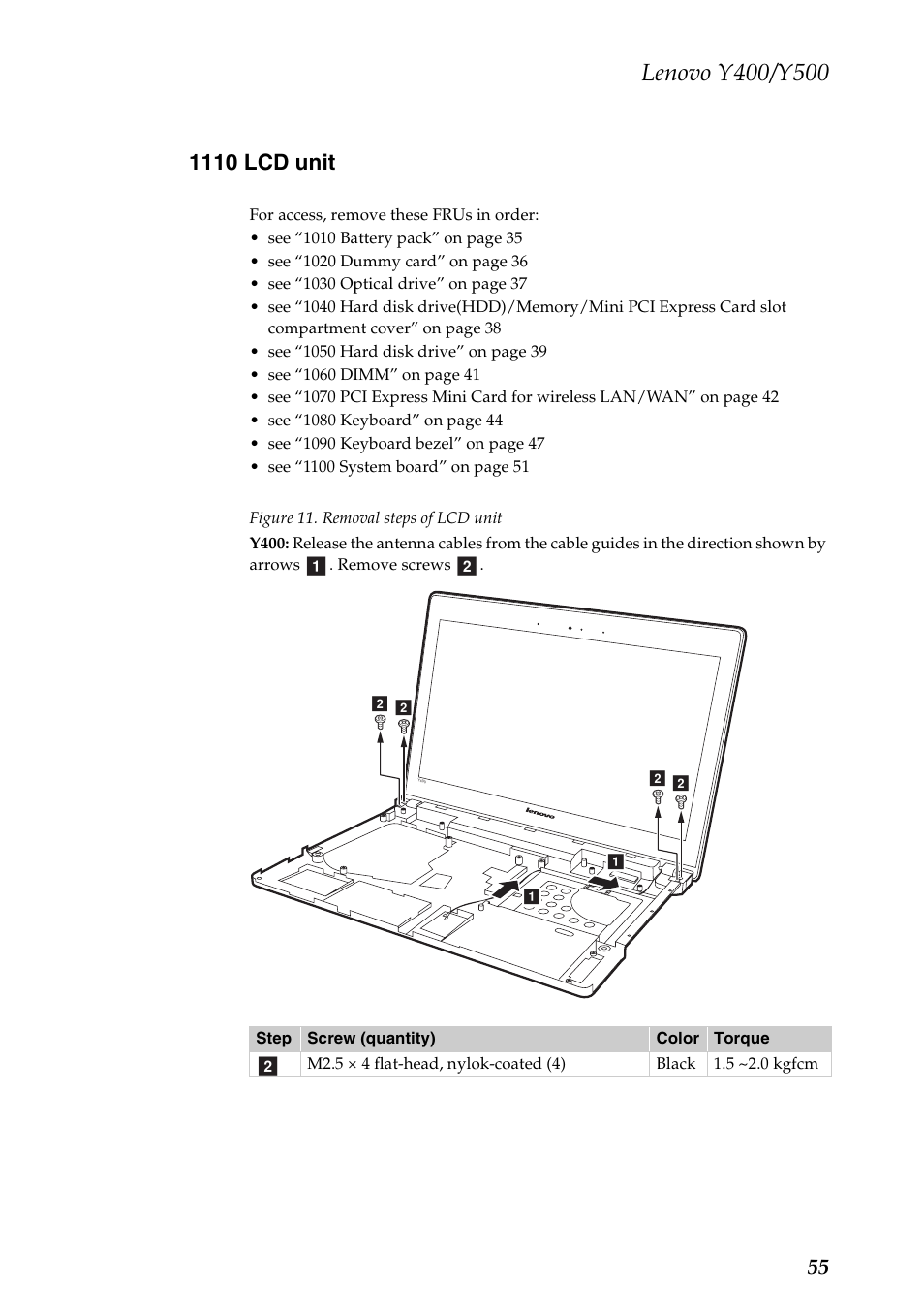 1110 lcd unit | Lenovo IdeaPad Y400 Notebook User Manual | Page 59 / 102