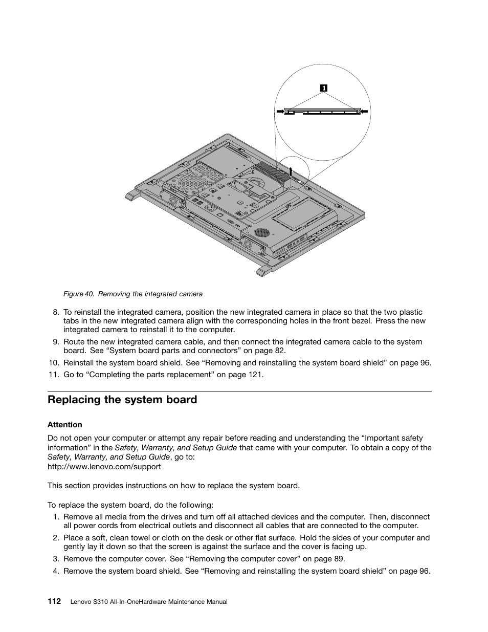 Replacing the system board | Lenovo S310 All-in-One User Manual | Page 118 / 142