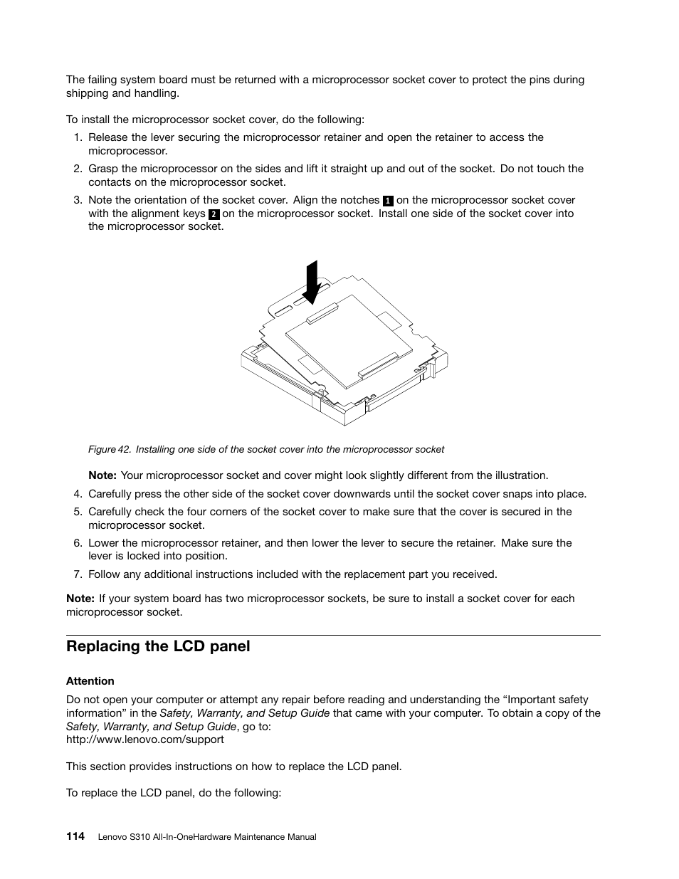 Replacing the lcd panel | Lenovo S310 All-in-One User Manual | Page 120 / 142