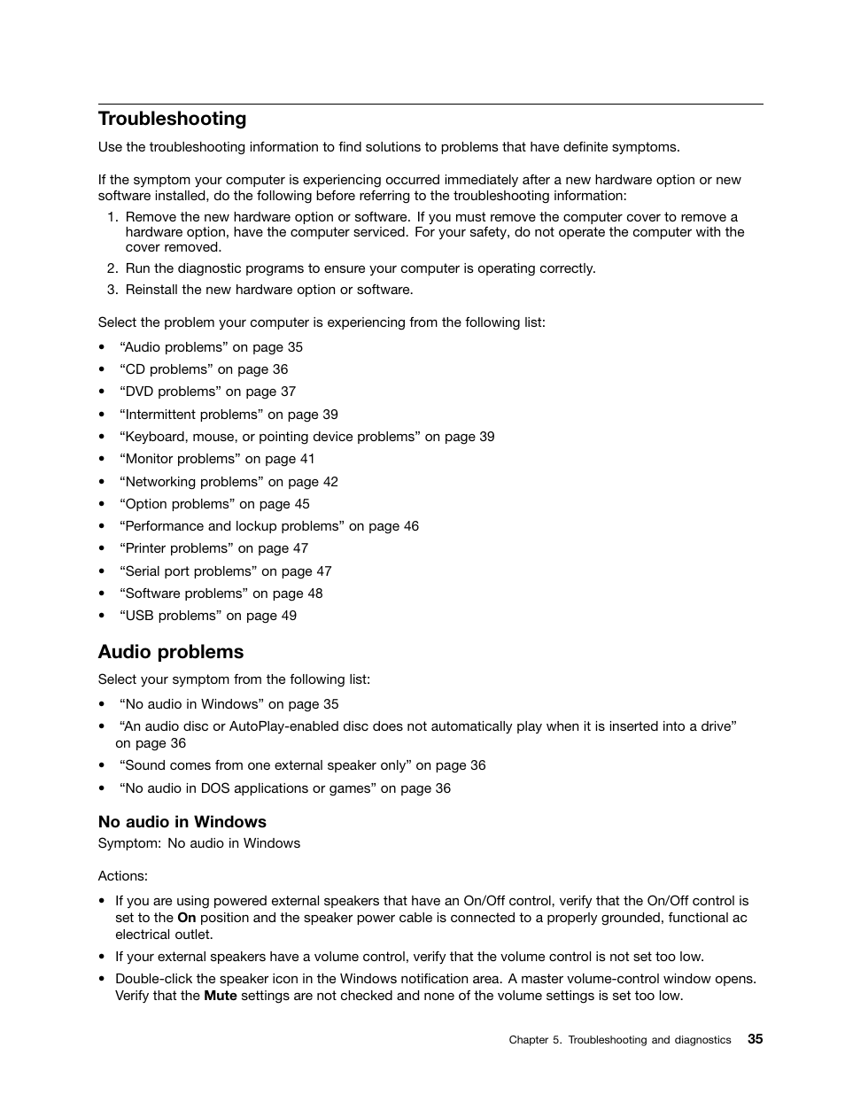 Troubleshooting, Audio problems | Lenovo S310 All-in-One User Manual | Page 41 / 142