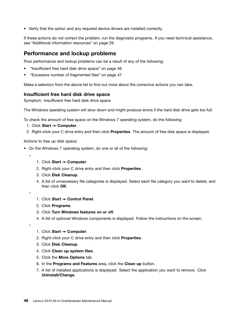 Performance and lockup problems | Lenovo S310 All-in-One User Manual | Page 52 / 142