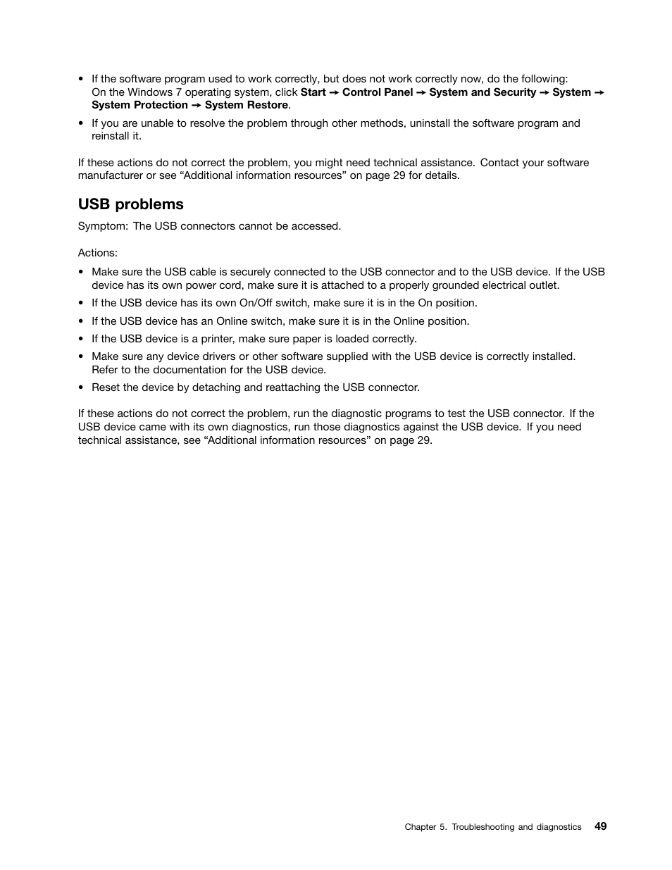 Usb problems | Lenovo S310 All-in-One User Manual | Page 55 / 142
