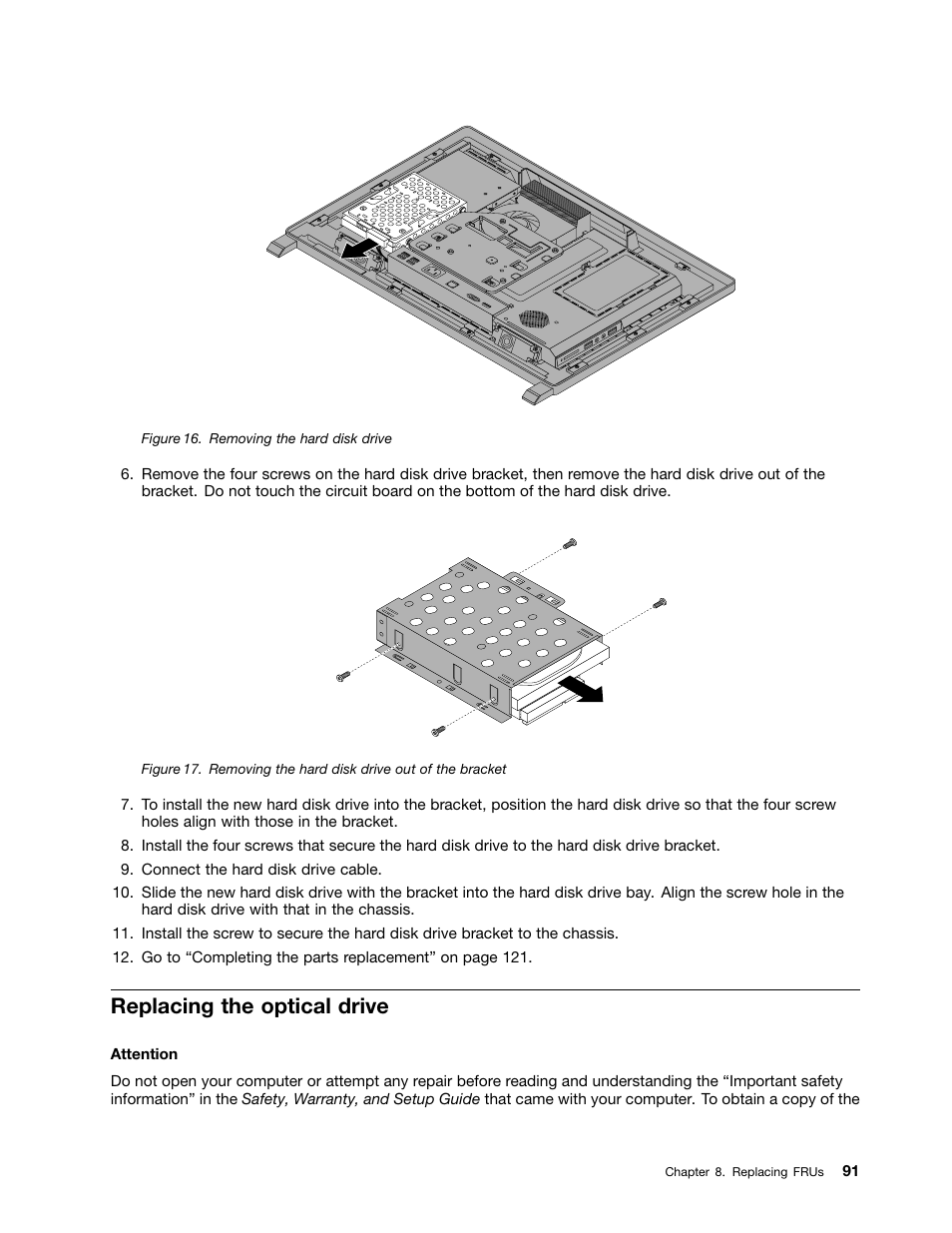 Replacing the optical drive | Lenovo S310 All-in-One User Manual | Page 97 / 142