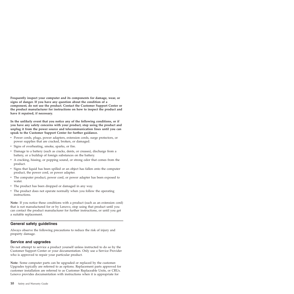 General safety guidelines, Service and upgrades, General | Safety, Guidelines, Service, Upgrades | Lenovo ThinkCentre M57e User Manual | Page 14 / 325