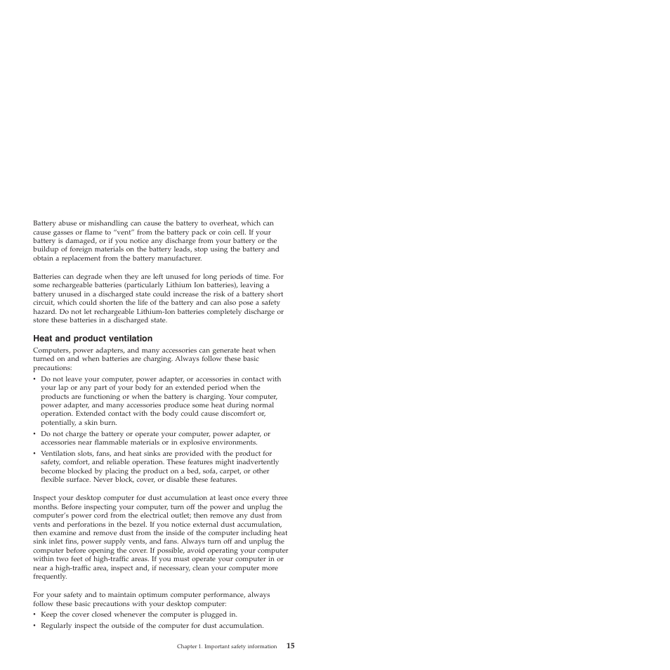 Heat and product ventilation, Heat, Product | Ventilation | Lenovo ThinkCentre M57e User Manual | Page 19 / 325