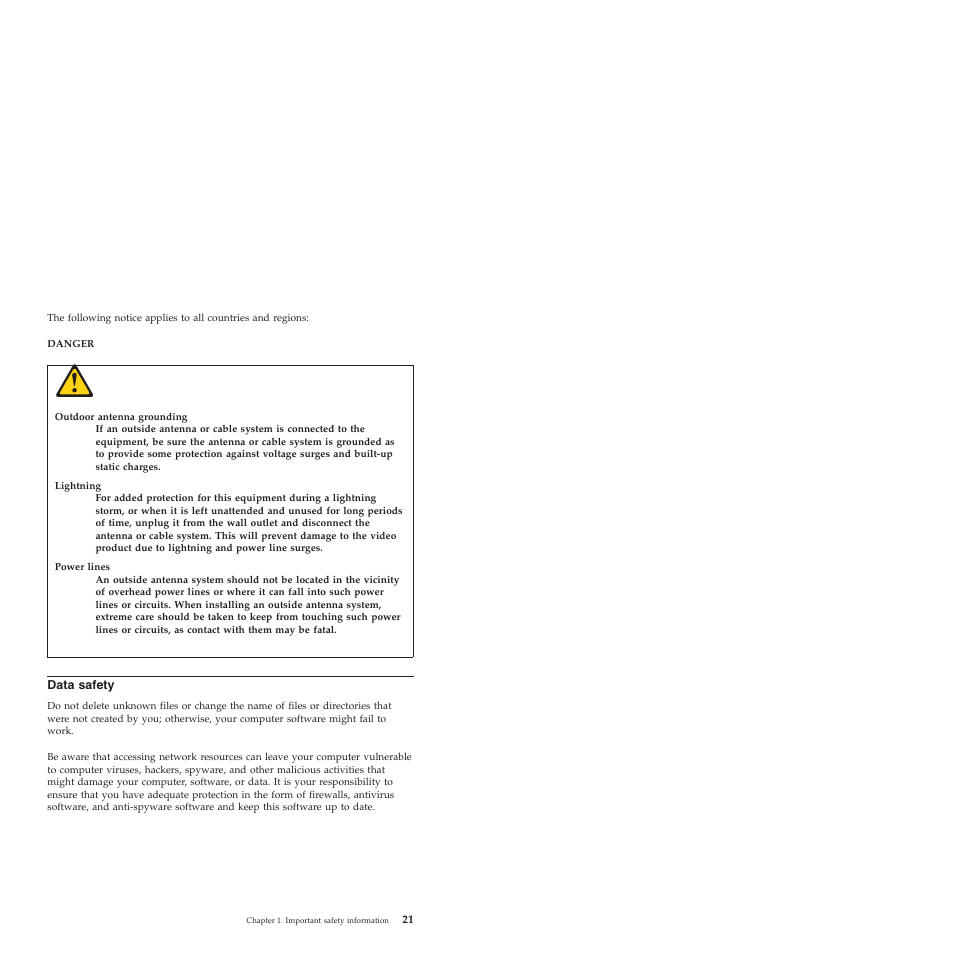 Data safety, Data, Safety | Lenovo ThinkCentre M57e User Manual | Page 25 / 325