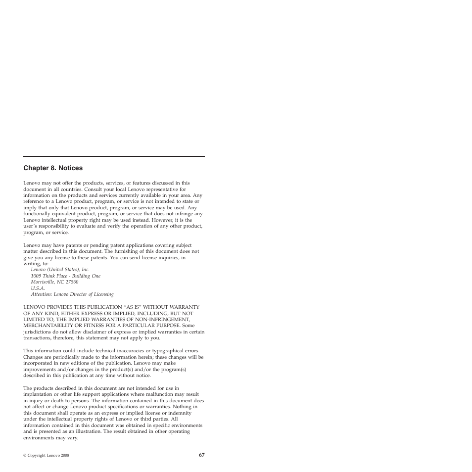 Chapter 8. notices, Chapter, Notices | Lenovo ThinkCentre M57e User Manual | Page 71 / 325