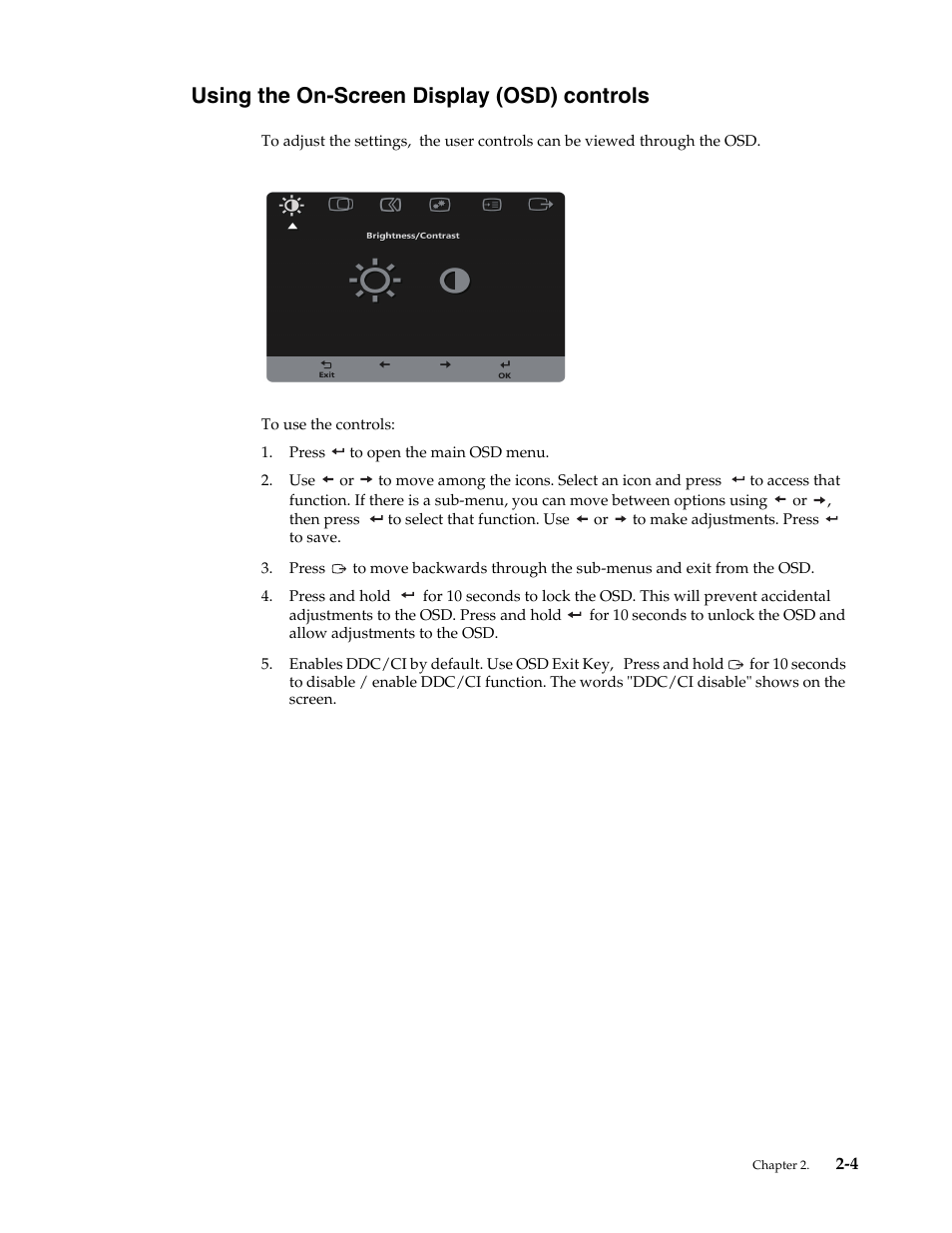 Using the on-screen display (osd) controls, Using the on-screen display (osd) controls -4, Then press | Lenovo ThinkVision LT1953 19in LCD Monitor User Manual | Page 15 / 35