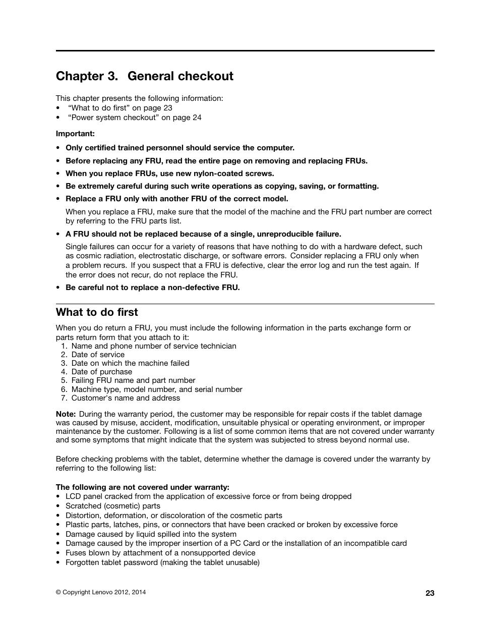 Chapter 3. general checkout, What to do first | Lenovo ThinkPad Tablet 2 User Manual | Page 29 / 64