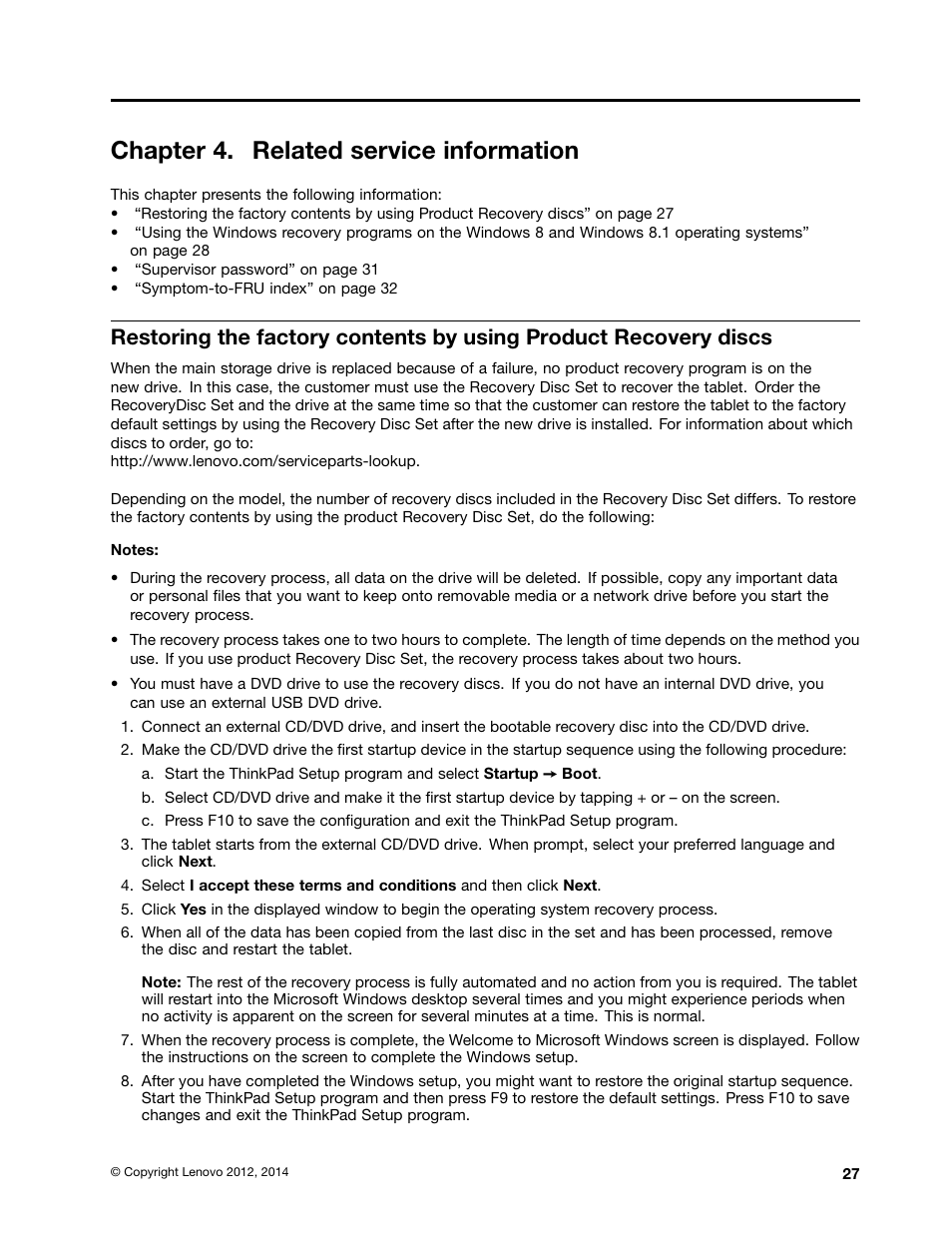 Chapter 4. related service information | Lenovo ThinkPad Tablet 2 User Manual | Page 33 / 64