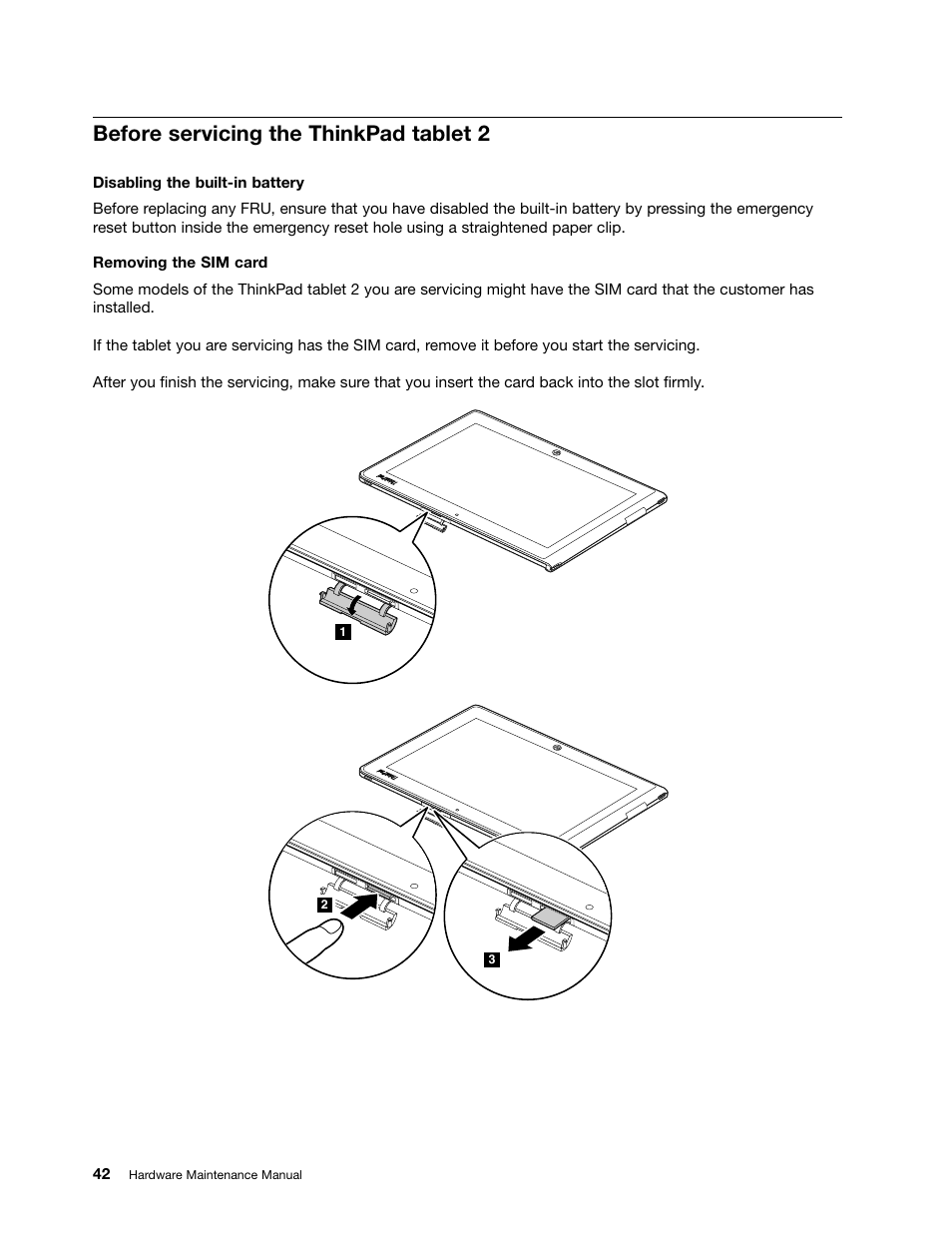 Before servicing the thinkpad tablet 2 | Lenovo ThinkPad Tablet 2 User Manual | Page 48 / 64