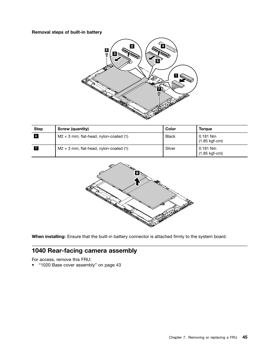 1040 rear-facing camera assembly | Lenovo ThinkPad Tablet 2 User Manual | Page 51 / 64