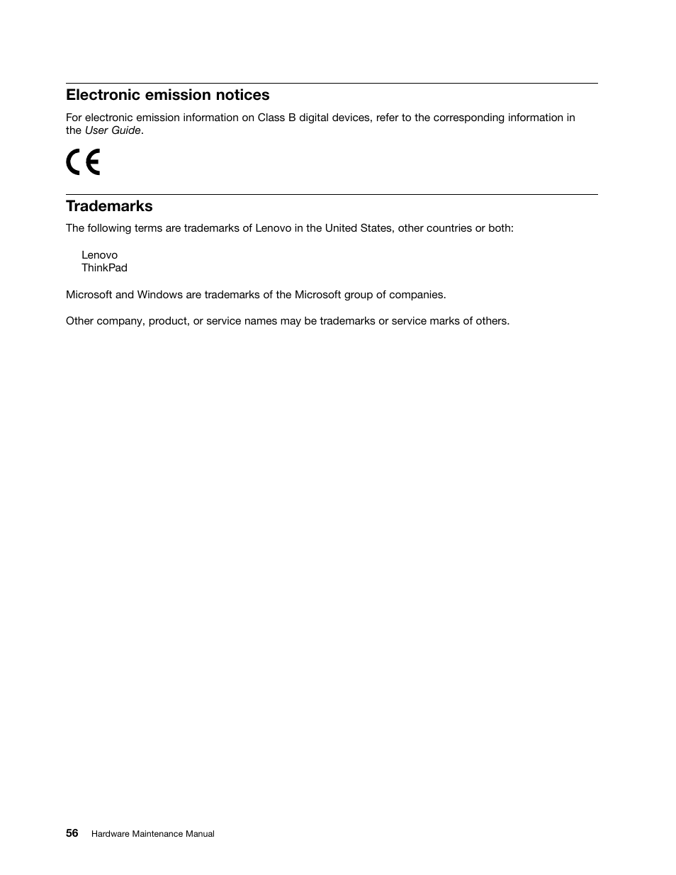 Electronic emission notices, Trademarks | Lenovo ThinkPad Tablet 2 User Manual | Page 62 / 64
