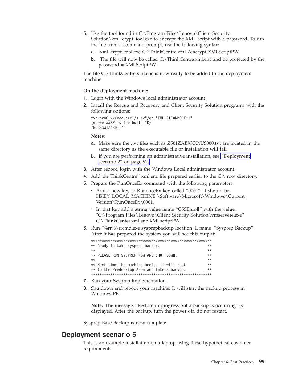 Deployment scenario 5, Deployment, Scenario | Lenovo THINKPAD Z60M User Manual | Page 105 / 156