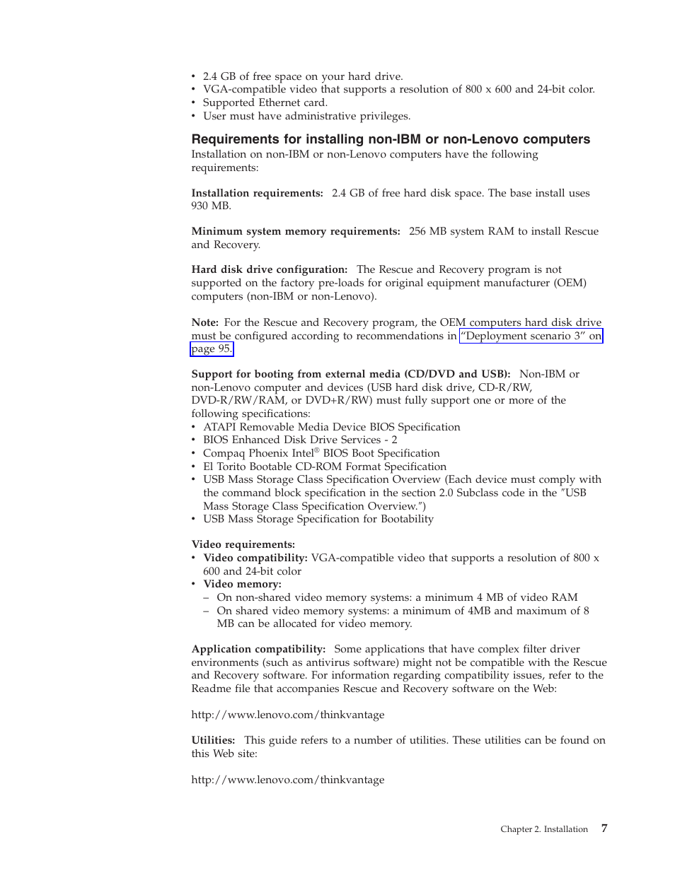 Requirements, Installing, Non-ibm | Non-lenovo, Computers | Lenovo THINKPAD Z60M User Manual | Page 13 / 156