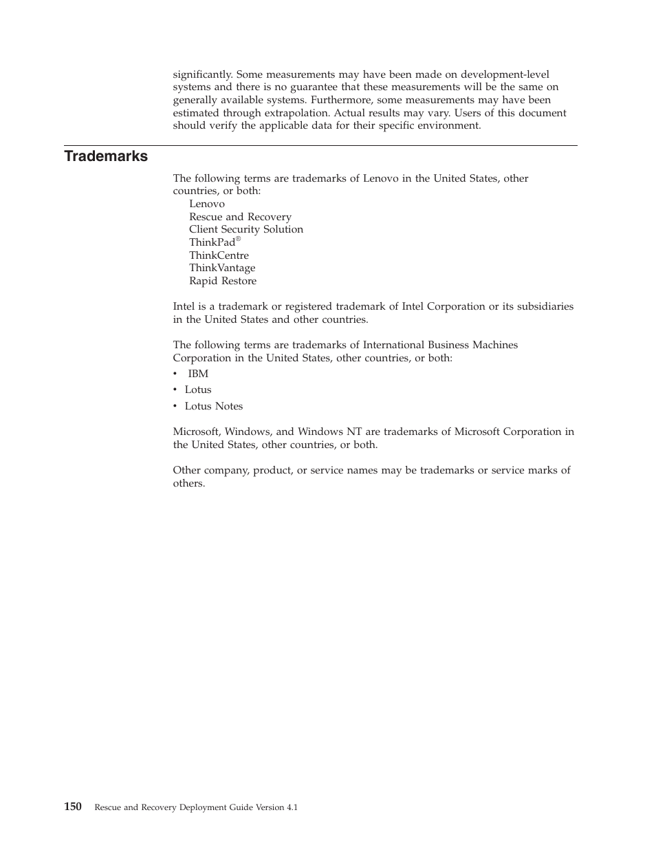 Trademarks | Lenovo THINKPAD Z60M User Manual | Page 156 / 156