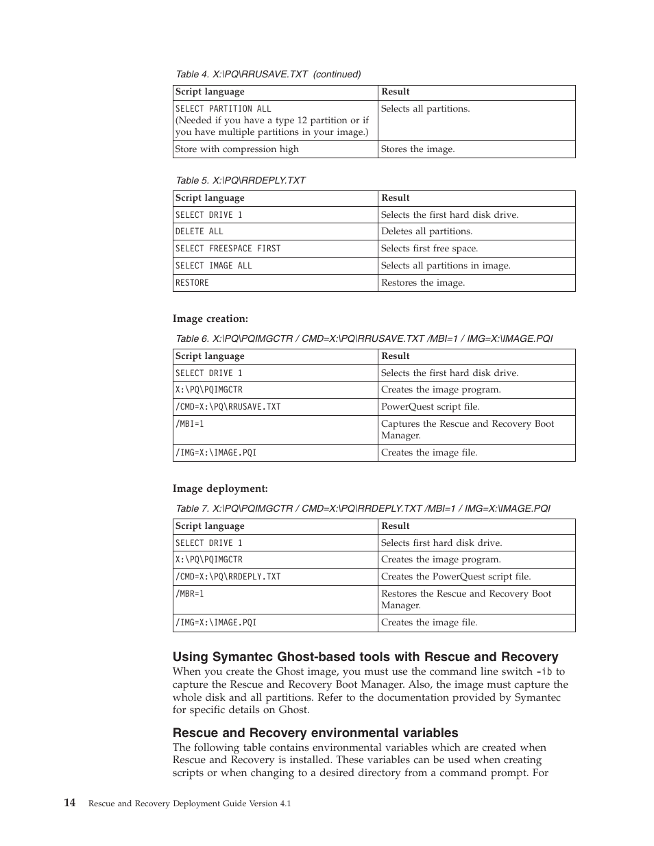 Rescue and recovery environmental variables, Using, Symantec | Ghost-based, Tools, With, Rescue, Recovery, Environmental, Variables | Lenovo THINKPAD Z60M User Manual | Page 20 / 156
