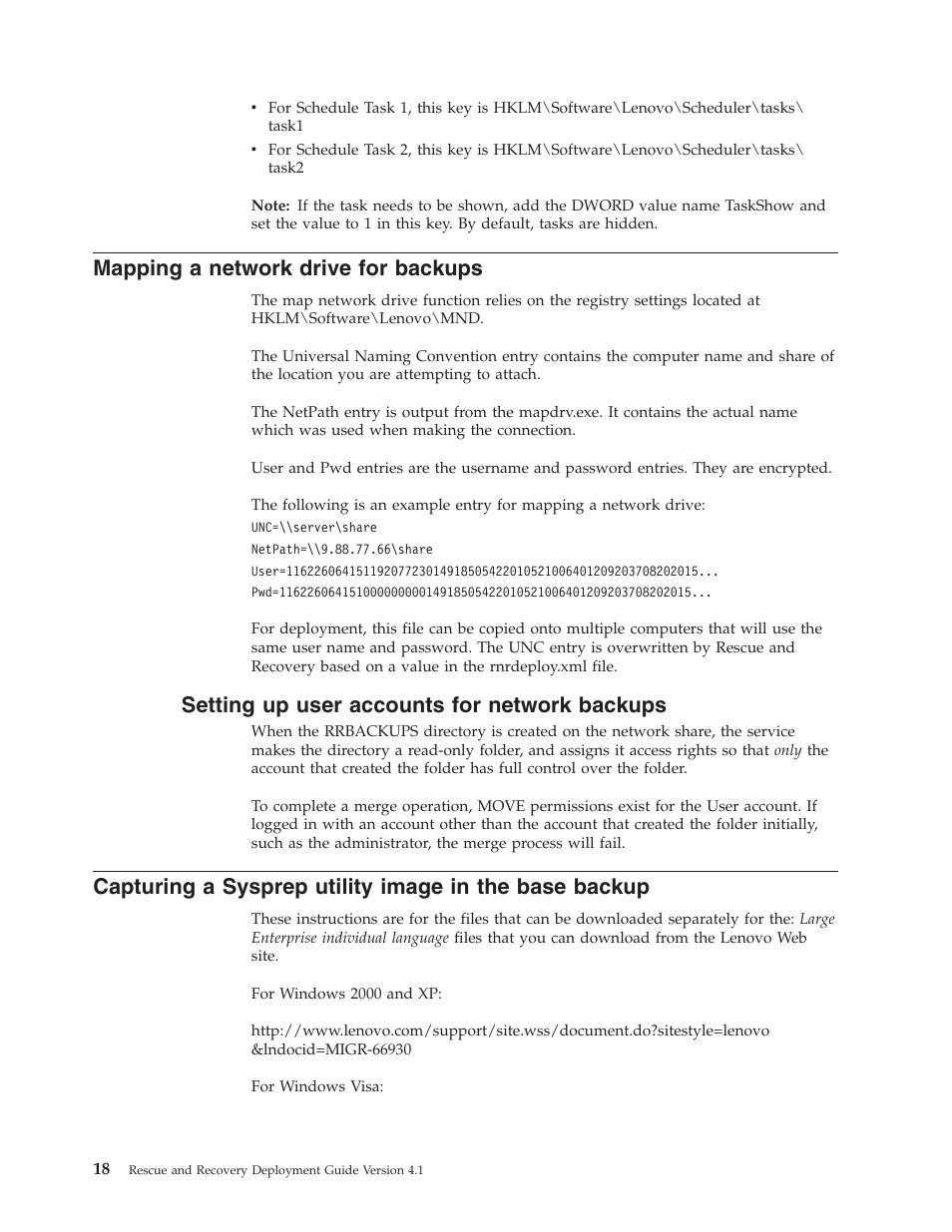 Mapping a network drive for backups, Setting up user accounts for network backups, Mapping | Network, Drive, Backups, Setting, User, Accounts, Capturing | Lenovo THINKPAD Z60M User Manual | Page 24 / 156