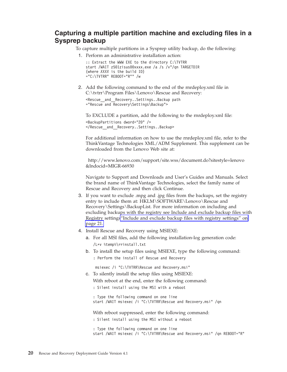 Capturing, Multiple, Partition | Machine, Excluding, Files, Sysprep, Backup | Lenovo THINKPAD Z60M User Manual | Page 26 / 156