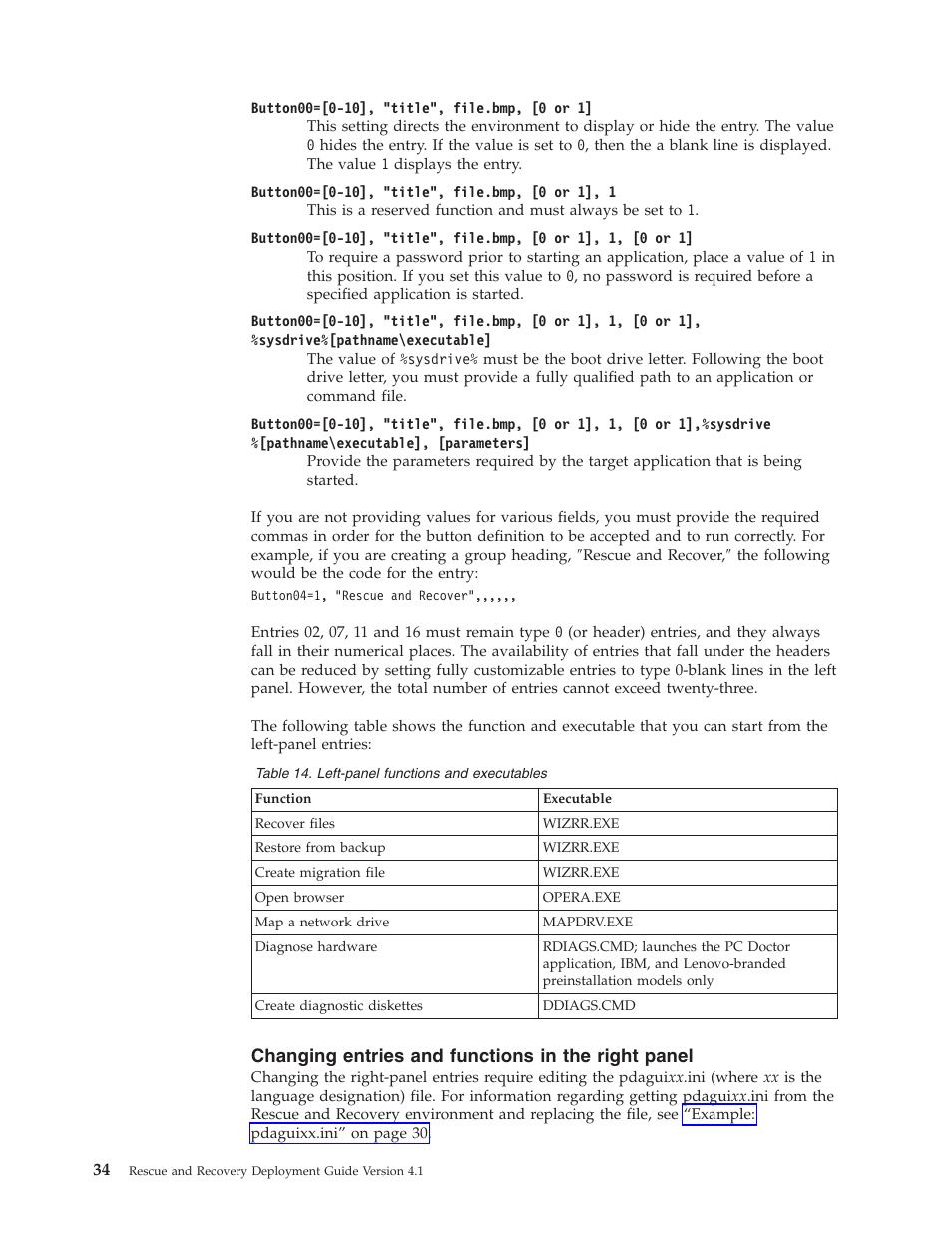 Changing entries and functions in the right panel, Changing, Entries | Functions, Right, Panel | Lenovo THINKPAD Z60M User Manual | Page 40 / 156