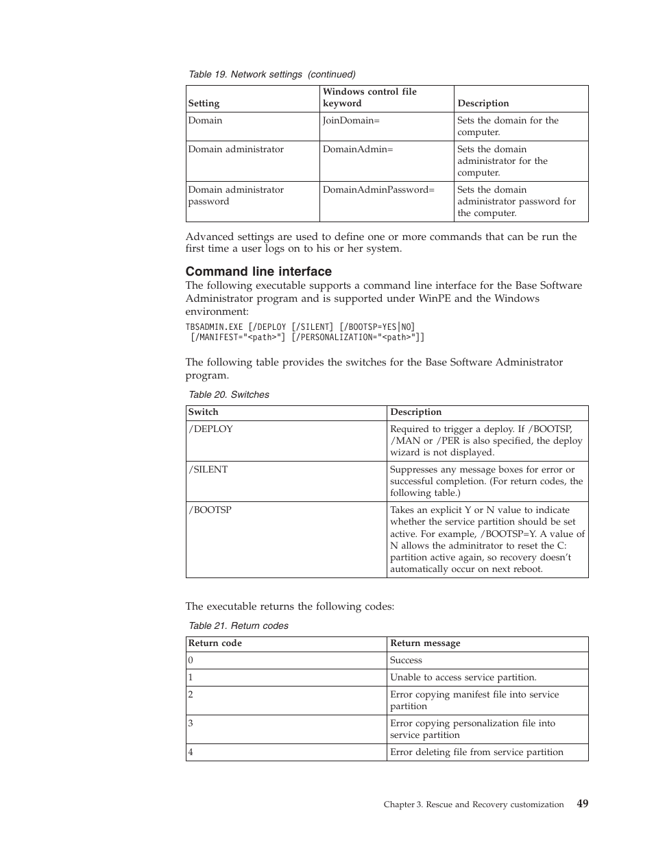 Command line interface, Command, Line | Interface | Lenovo THINKPAD Z60M User Manual | Page 55 / 156