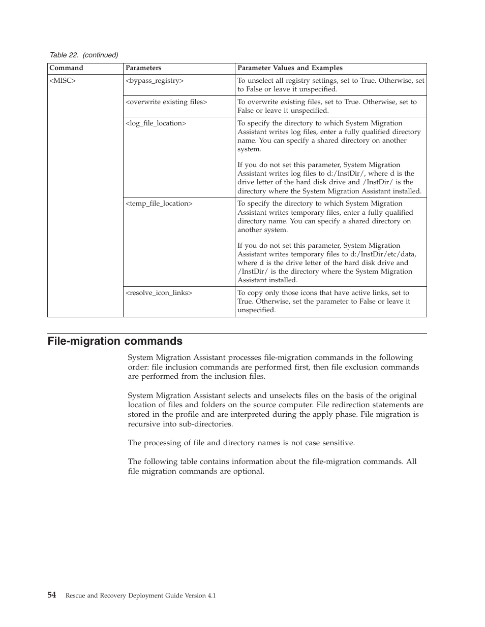 File-migration commands, File-migration, Commands | Lenovo THINKPAD Z60M User Manual | Page 60 / 156