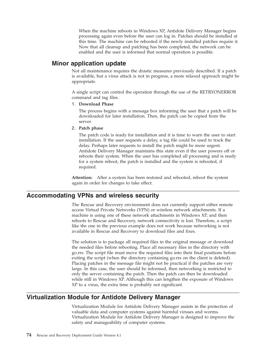 Minor application update, Accommodating vpns and wireless security, Minor | Application, Update, Accommodating, Vpns, Wireless, Security, Virtualization | Lenovo THINKPAD Z60M User Manual | Page 80 / 156