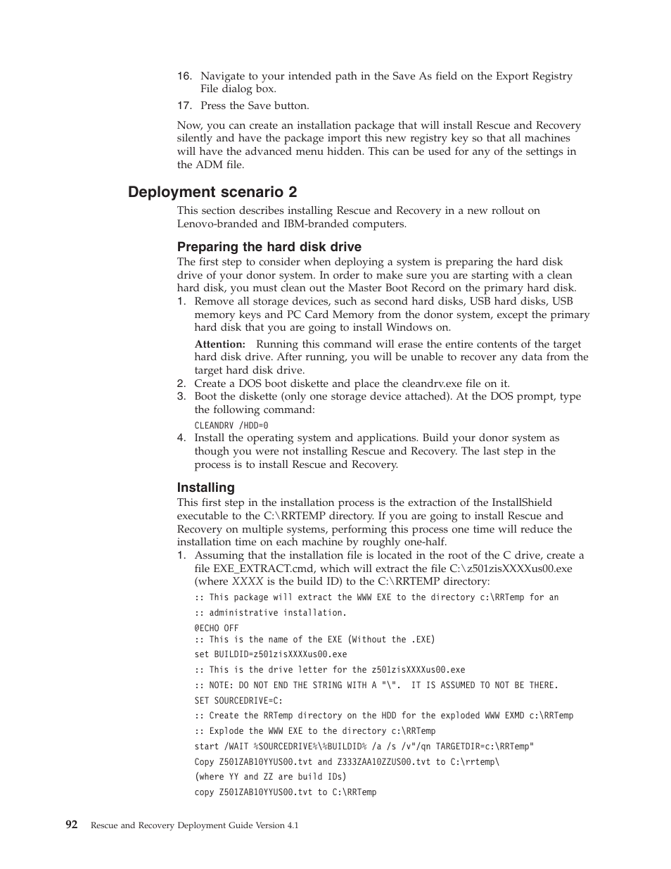 Deployment scenario 2, Preparing the hard disk drive, Installing | Deployment, Scenario, Preparing, Hard, Disk, Drive | Lenovo THINKPAD Z60M User Manual | Page 98 / 156