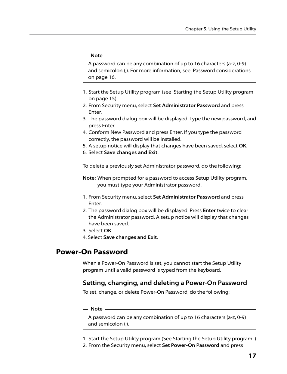 Power-on password | Lenovo IdeaCentre A300 User Manual | Page 19 / 53