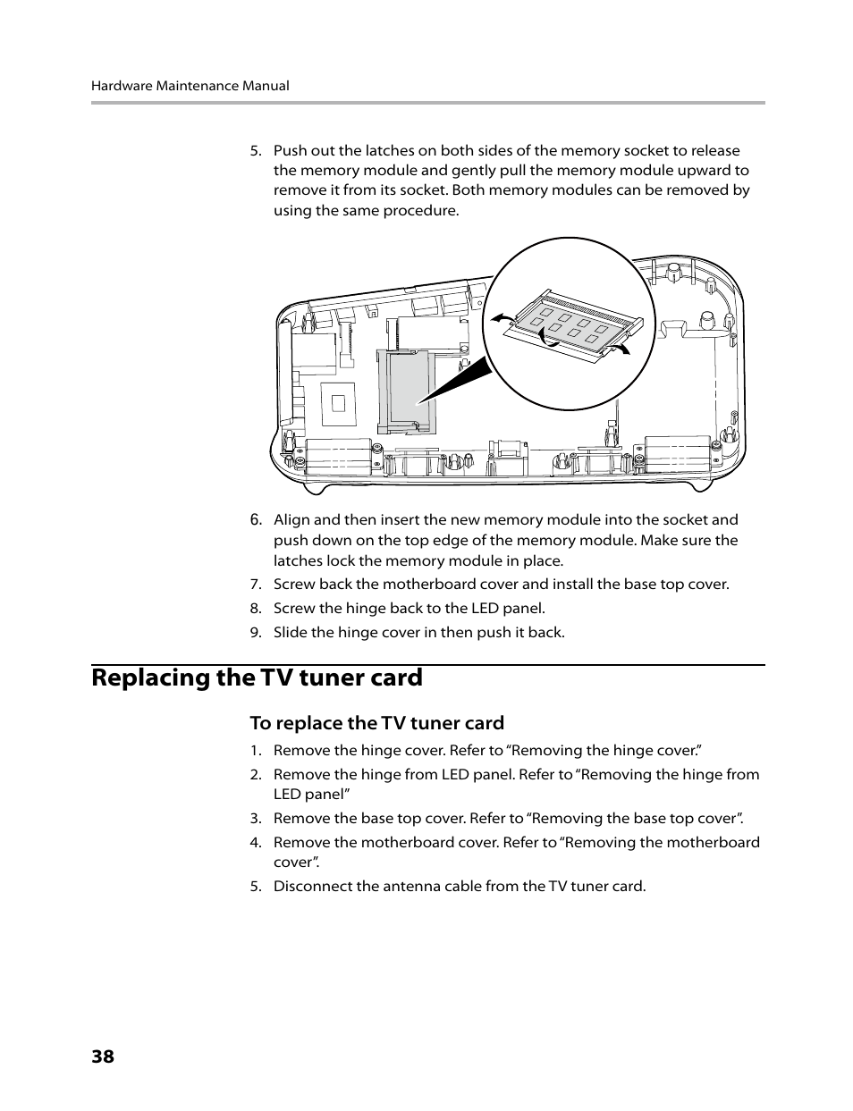 Replacing the tv tuner card | Lenovo IdeaCentre A300 User Manual | Page 40 / 53