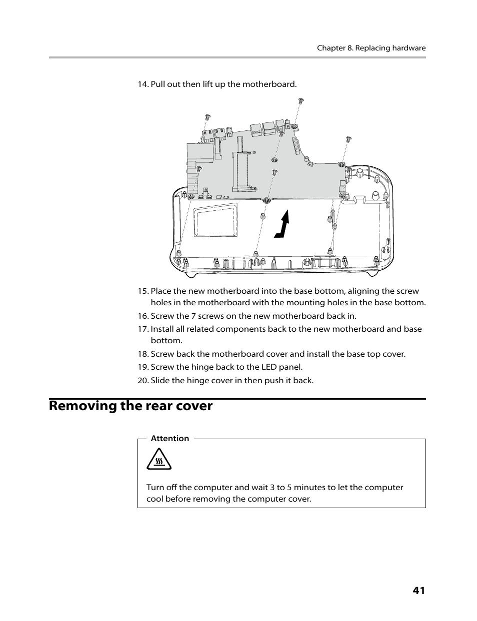 Removing the rear cover | Lenovo IdeaCentre A300 User Manual | Page 43 / 53