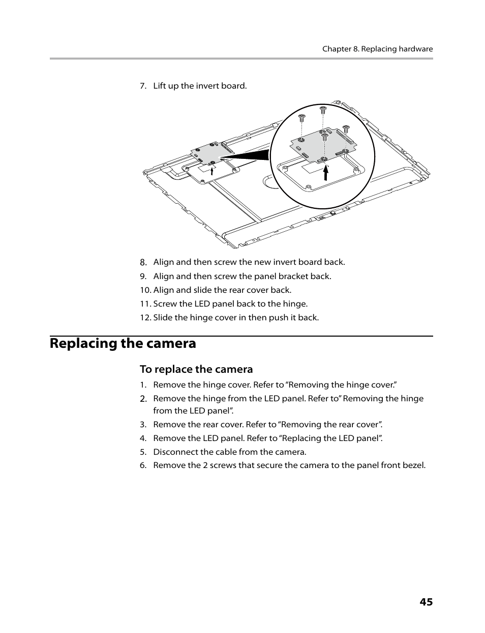 Replacing the camera | Lenovo IdeaCentre A300 User Manual | Page 47 / 53